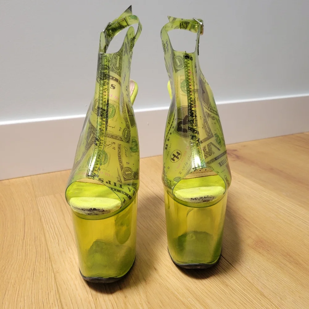 Hella Heels Dancing Dollar$ Stiletto Lime - Picture 9 of 16